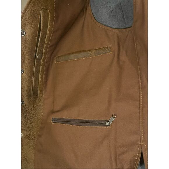 Coronado Leather Mens Vest 48Tall Cut Bison Concealed Carry Pockets Nickel snaps - Picture 13 of 16